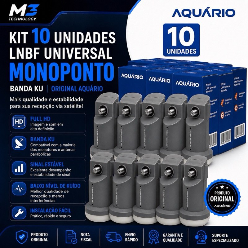 Kit 10 LNBF Universal Monoponto Aquário DTH-01 Banda KU Original