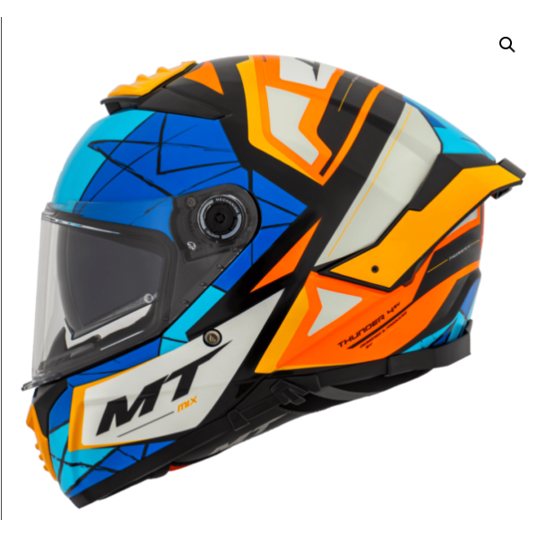 CAPACETE MT THUNDER 4 MIX C4 FLUOR BRILHO AMARELO LARANJA AZUL COM OCULOS SOLAR ORIGINAL