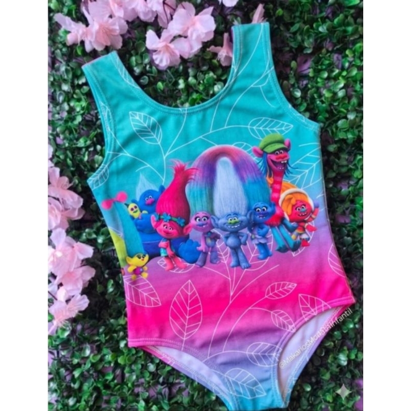 Body Infantil Trolls, Maio Desenho Animação Filme Trolls PROMOÇÃO Festa Fantasia Bodys Bore Bori Bory