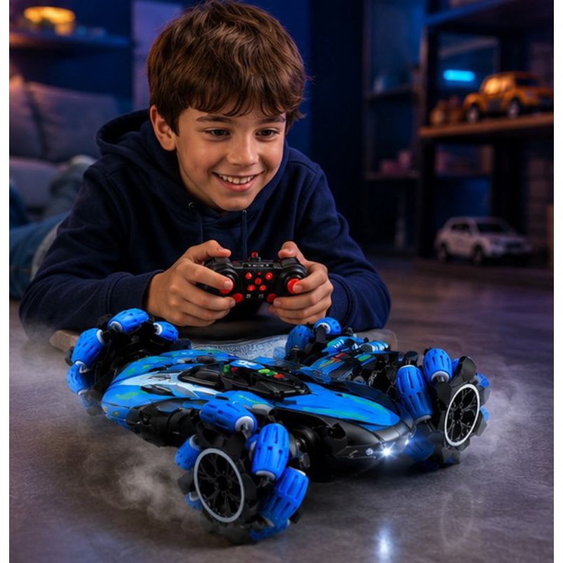 Carrinho Controle Remoto Drift Stunt 360° 2.4GHz Recarregável com Luzes LED