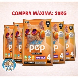 Star Pop Tradicional 20kg – Areia Sanitária para Gatos com Alta Absorção e Controle de Odores