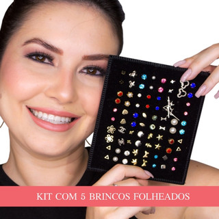 Semi joias Folheadas 5 peças Ouro 18k e Prata 925 KIT COM 5 pares de brincos pequenos