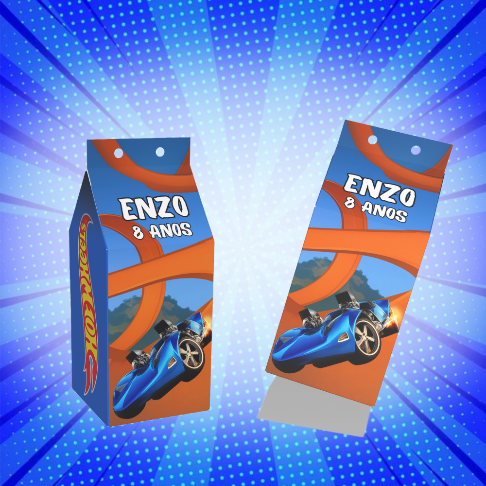 Caixinha MILK SURPERSA Lembrancinha Sacolinha Personalizada Hotwheels