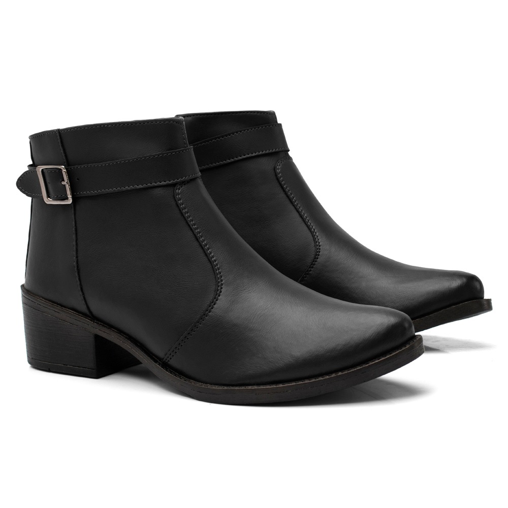 Bota Coturno Feminino Calçado Confortável Fivela Trabalho Casual Estiloso Sapato Elegante