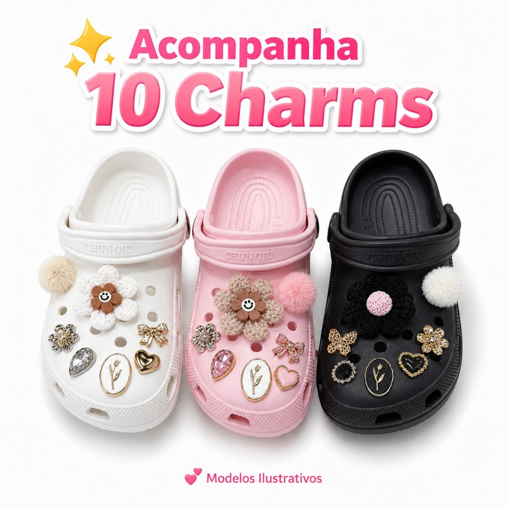 Sandália Plataforma Em EVA Feminina Macia Para Praia E Dia A Dia Com Kit 10 Spikes Estilosos