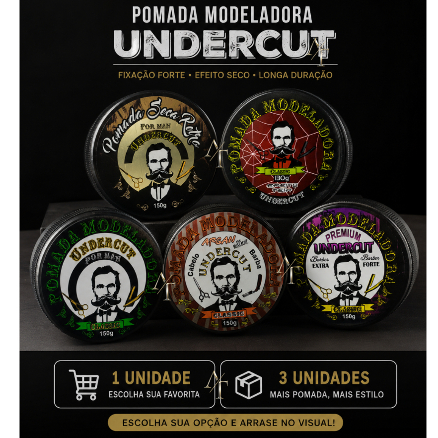 Modeladora Undercut 150g Pasta Cera Pomada Barbearia Barbeiro Salão Fixador