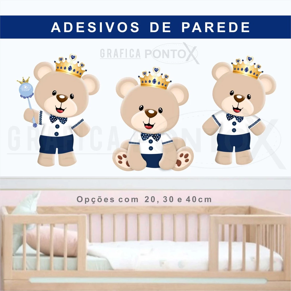 Adesivo De Parede Ursinho Príncipe Realeza Urso 1 Unidade