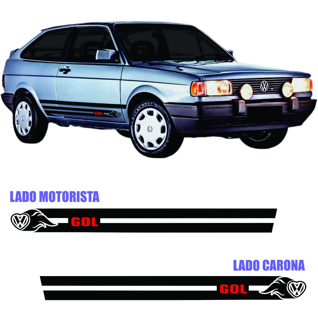 volkswagen gol quadrado adesivos lateral par 1983 a 1996