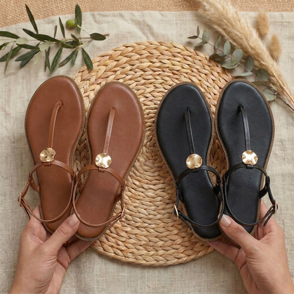 Kit 2 Pares Sandália Feminina Rasteira Elegante Delicada Conforto Leve Estilo Casual Premium