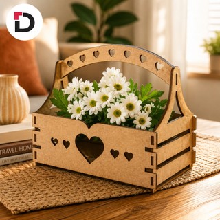 Kit Cestos VARIOS TAMANHOS Para Flor Coração / Lembrancinha Decorativa Casa - MDF Decoração Jardim Casa / Multiuso