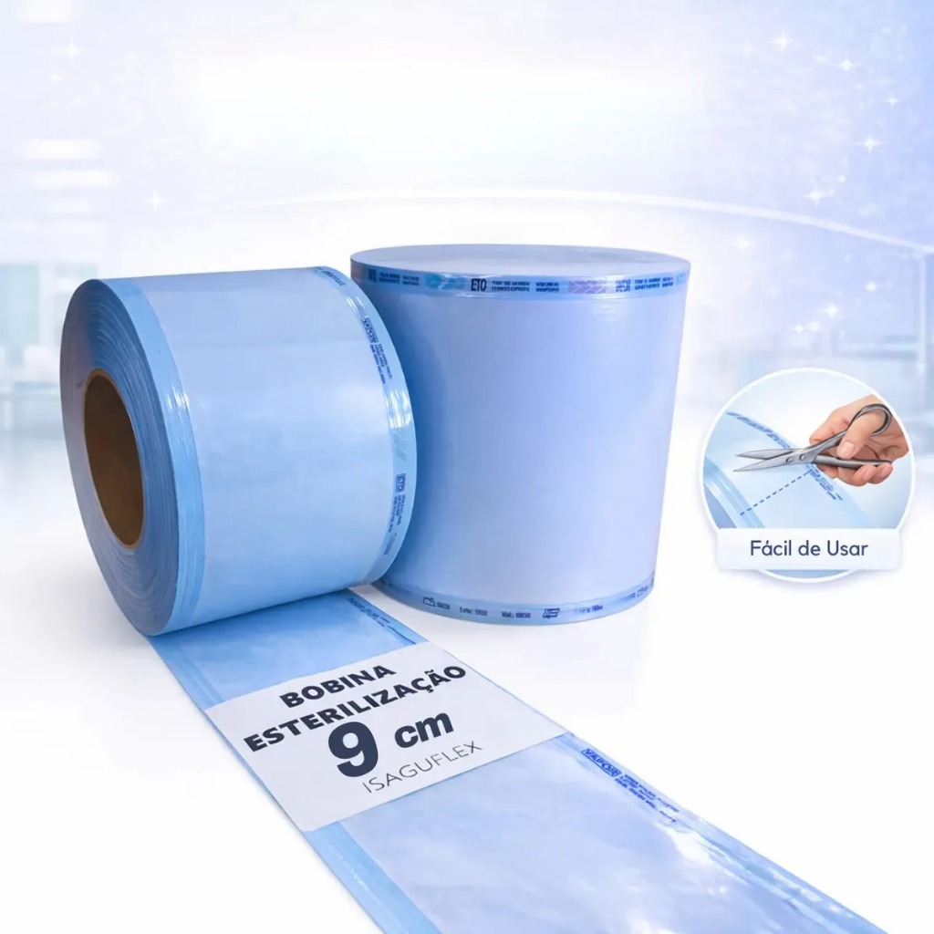 Rolo Bobina Esterilização 9cm X 100m - Bobina-Rolo Para Autoclave manicure dentista odontologia