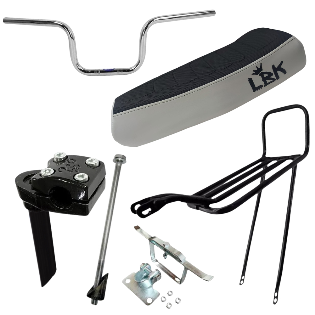 Kit Montadinha Lbk Guidão 160 Mesa Agulha  Suporte Banco Branco Bagageiro Rabetão Banco LBK