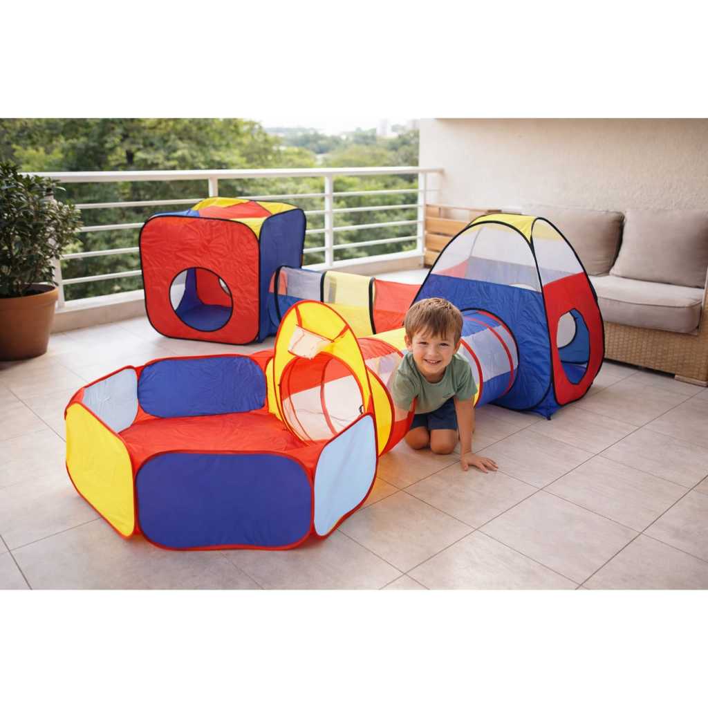 Detalhes do Barraca  toca Infantil linda 5 Em 1 Com Tunel + Cesta + Piscina