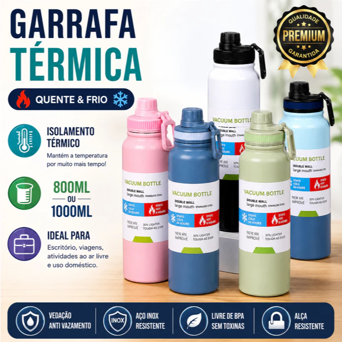 Garrafa Térmica 1000ml 800ml Garrafa Espacial Quente Frio Isolamento Térmico De Grande Capacidade