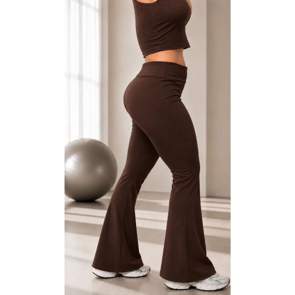 Calça Bailarina - Calça Legging Fitness Cintura Alta - Calça Boca de Sino - Calça de Academia Flare — imagem 1