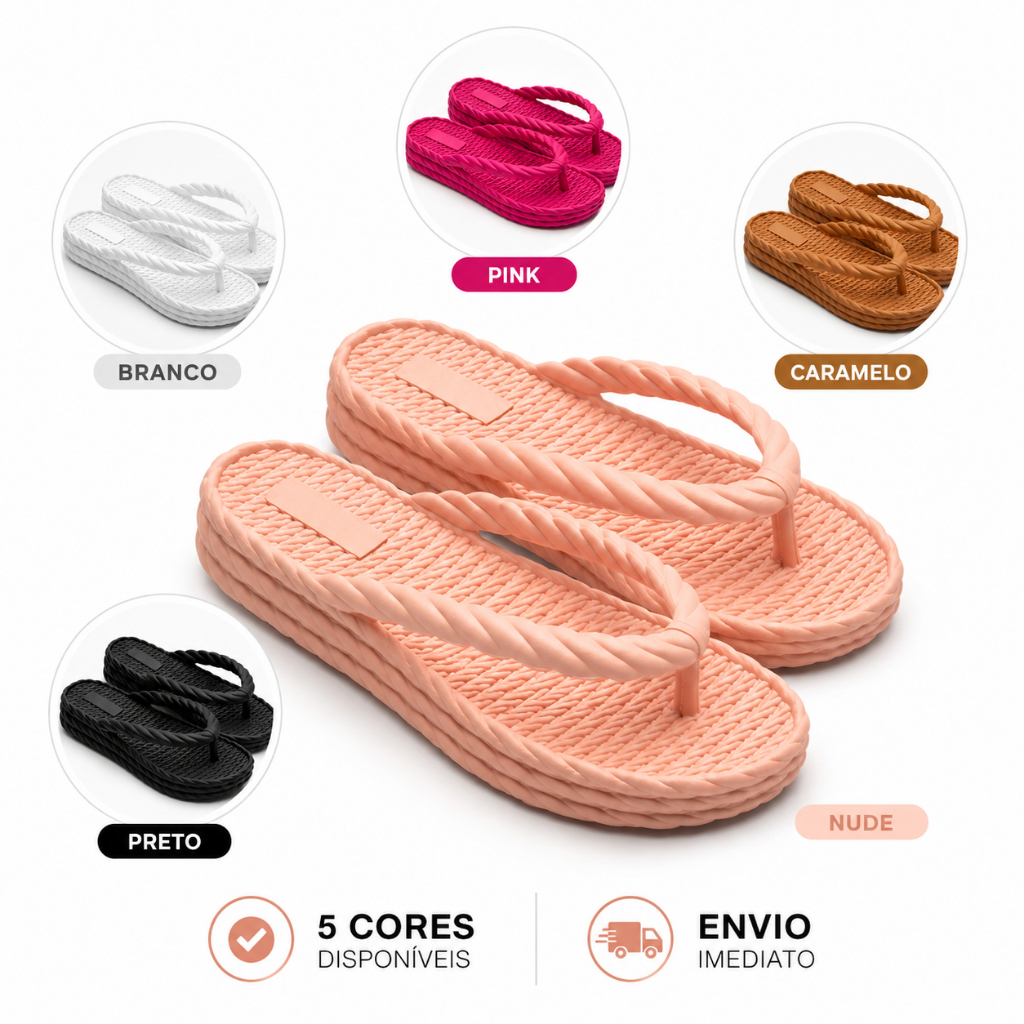 Chinelo Nuvem Feminino 3 Tranças Plataforma Anatómico Conforto Leveza Antiderrapante Pronta Entrega