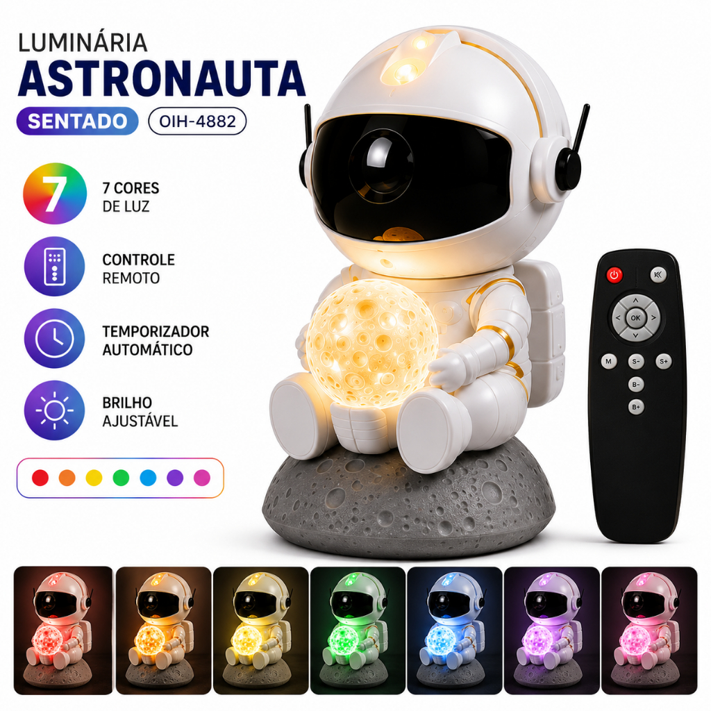 Luminária Astronauta Projetor Galáctico 360