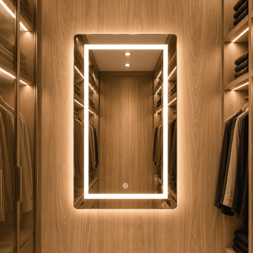 Espelho com Led Espelho de Banheiro 50x80cm Touch Maquiagem Espelho Selfie Retangular 3 Cores