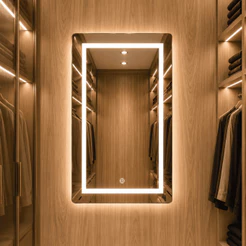 Espelho com Led Espelho de Banheiro 50x80cm Touch Maquiagem Espelho Selfie Retangular 3 Cores