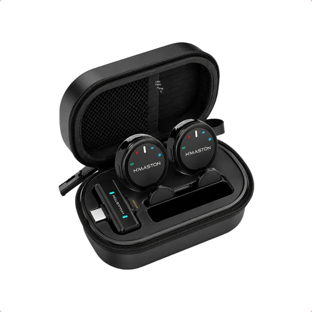 Microfone Lapela Sem Fio H'Maston MK24 Duplo Anti Ruído ENC Android iPhone USB-C Lightning