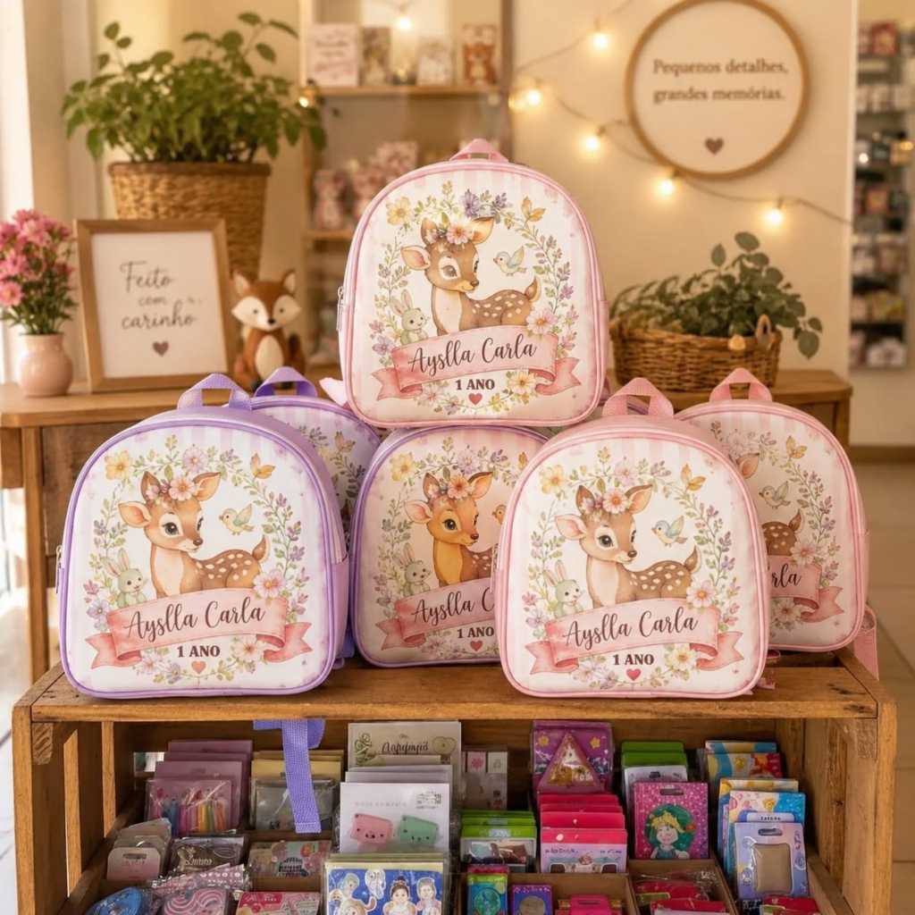 10 mochilinhas lembrancinhas personalizadas para aniversário tema bosque encantado, todos os temas, bolsinhas infantil