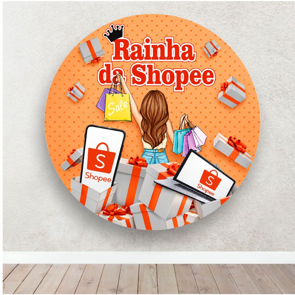 Painel Rainha Da Shopee - Sublimado Tecido Helanca com Elástico.
