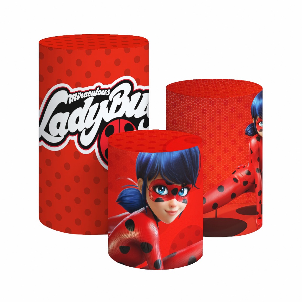 Mini Painel De Festa E Cilindros Tema Decoração Lady Bug REF 390
