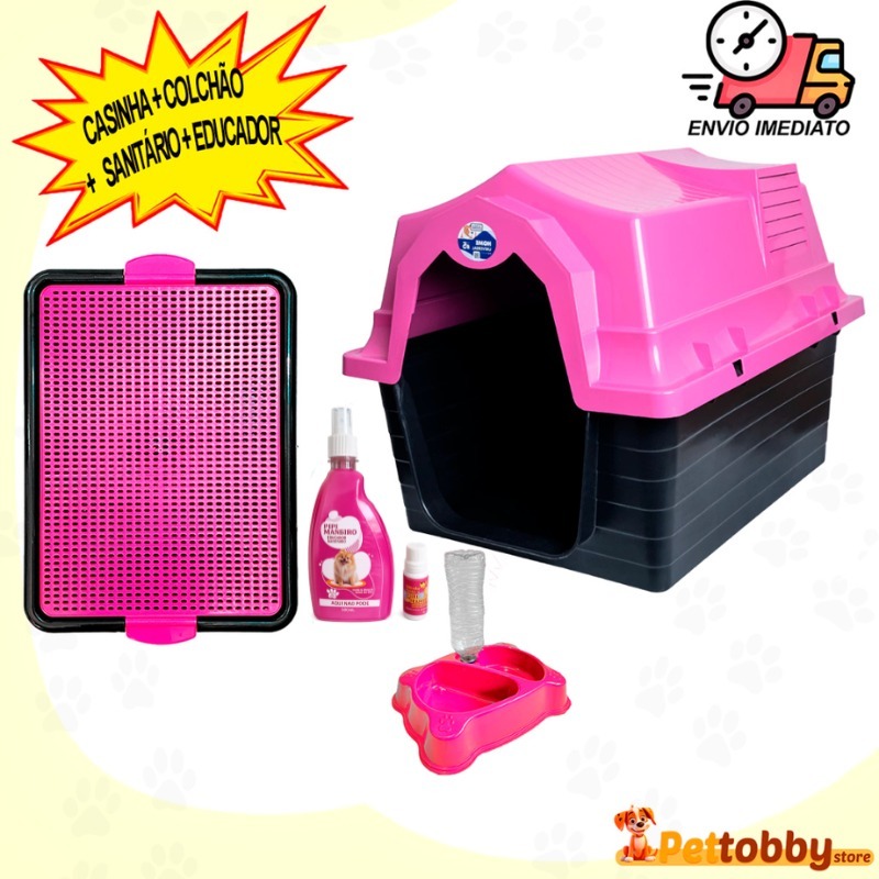 Casinha de Cachorro N 3  Com Cama Para Cachorro  2 em 1 + Tapete Higiênico Para Cães Educador Xixi