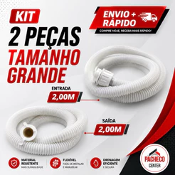 Kit Mangueira Tanquinho Grande 2,00M Universal Entrada e Saída de Água ou Unidade