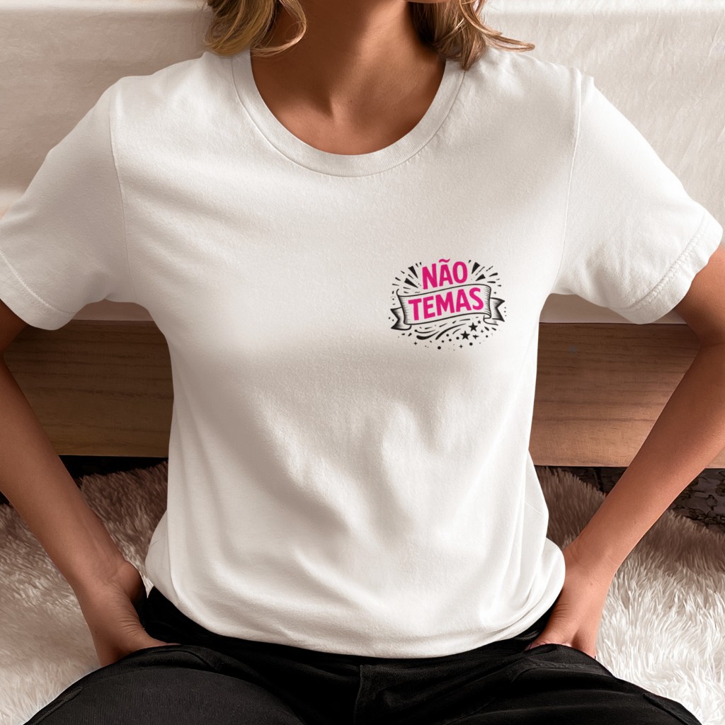Camiseta Feminina Algodão Premium Estampa Não Temas Religiosa Cristã Casual Moda Evangélica Macio Estampada Sombra de Fé