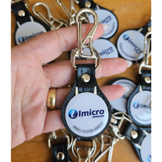 250/350/450 Chaveiro Couro ecológico Personalizado Resinado brinde empresas