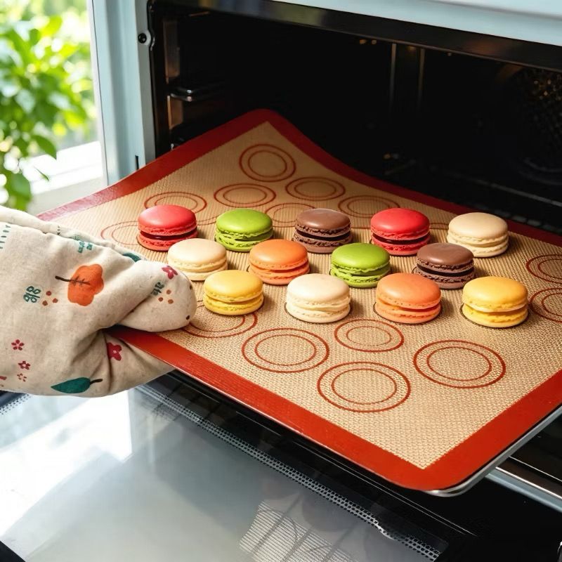 Kit Tapete Antiaderente Silicone Culinário 42x30cm Antiaderente Fibra de Vidro Para Forno e Macarons