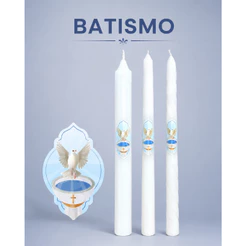 Vela Sacramento Batismo- kit 3 Lisa 30x1,5