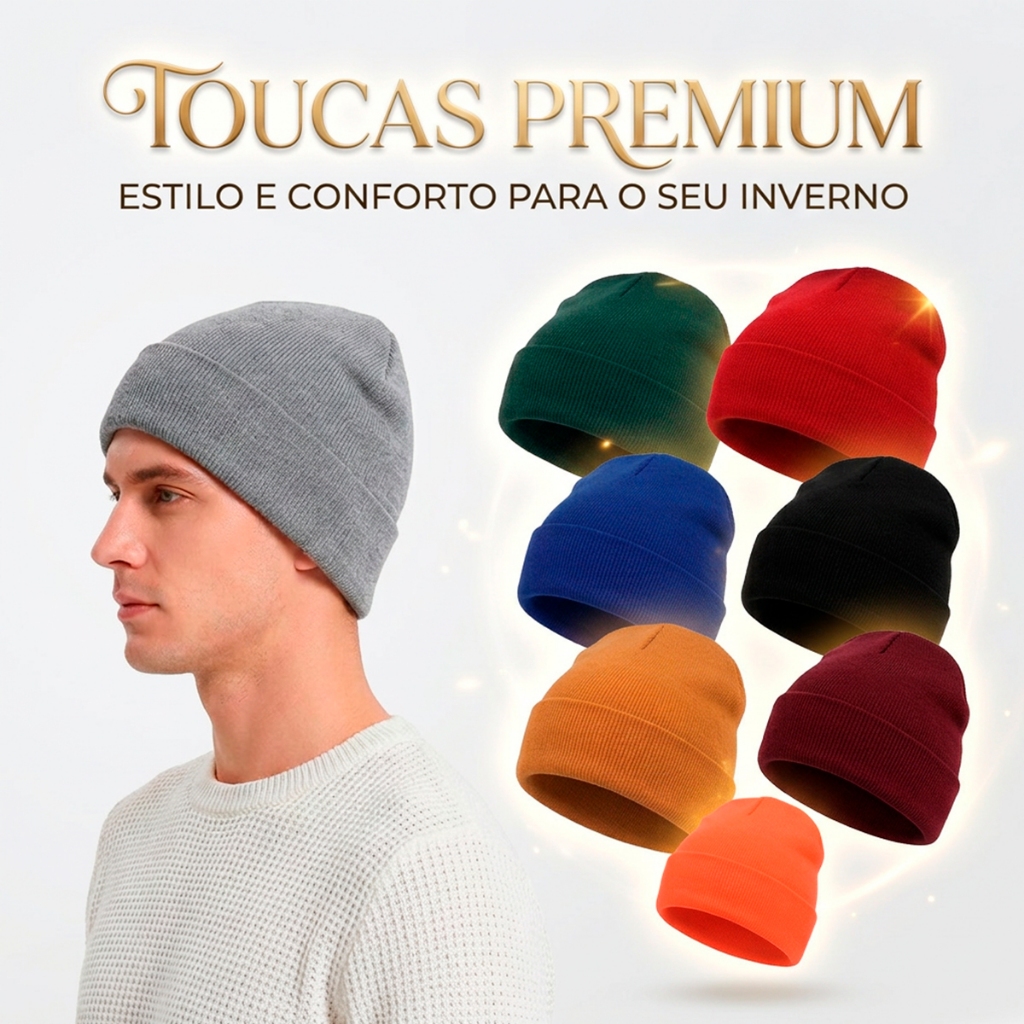 Kit 2 Toucas Beanie Inverno Unissex Adulto Gorro Touca Masculina Feminina Lisa Frio Polibrinq