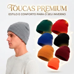 Kit 2 Toucas Beanie Inverno Unissex Adulto Gorro Touca Masculina Feminina Lisa Frio Polibrinq