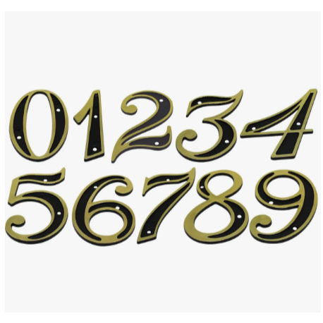 NUMERO RESIDENCIAL COLONIAL EMAVE  DOURADO - 0 AO 9 - 11CMx11CM