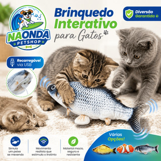 Brinquedo Peixe Que Bate Cauda Interativo Gato Cor Sortida - Envio Imediato