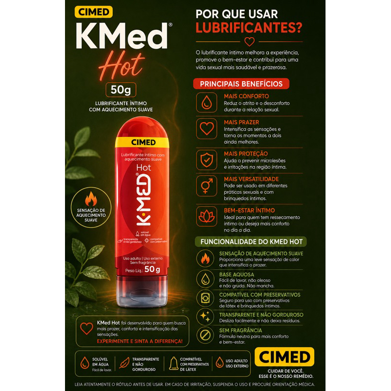 Lubrificante & GEL & Íntimo 2 em 1 K-Med 50g Anal/Vaginal - Fácil de Remover e Sem Odor - Embalagem discreta e pequena.