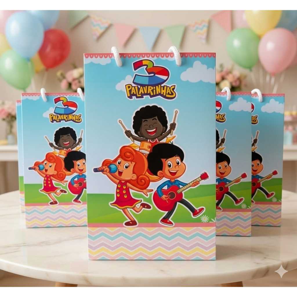 Envio Rapido - Sacolinhas Personalizadas tema 3 palavrinhas meninas - Lembrancinha| Pegue e monte