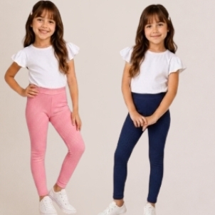 Kit 2 Calça Legging Feminina Infantil Ribana Canelada Menina Leg Juvenil Criança Lisa Tendência Blogueirinha Tam 6 Confo