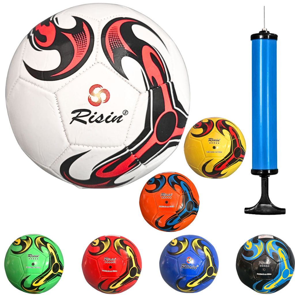Kit Bola De Futebol Risin Campo Tamanho 5 + Bomba Com Bico