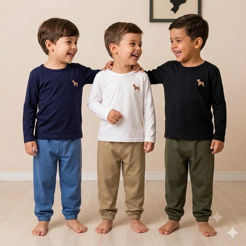 kit 3 Camisas Manga Longa Básica Camiseta Masculina Infantil Menino ou Menina Escola