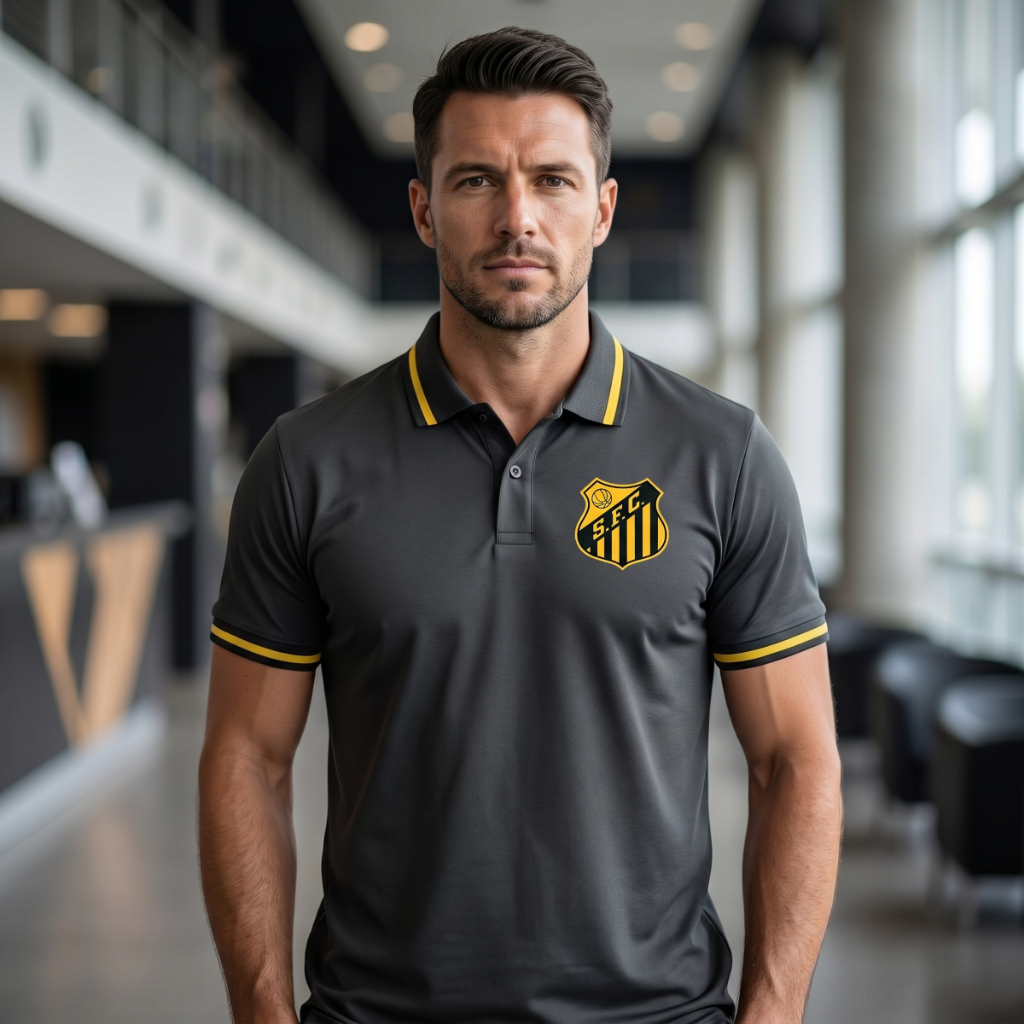 Camisa Santos Retrô Polo Ouro Licenciada Original Algodão