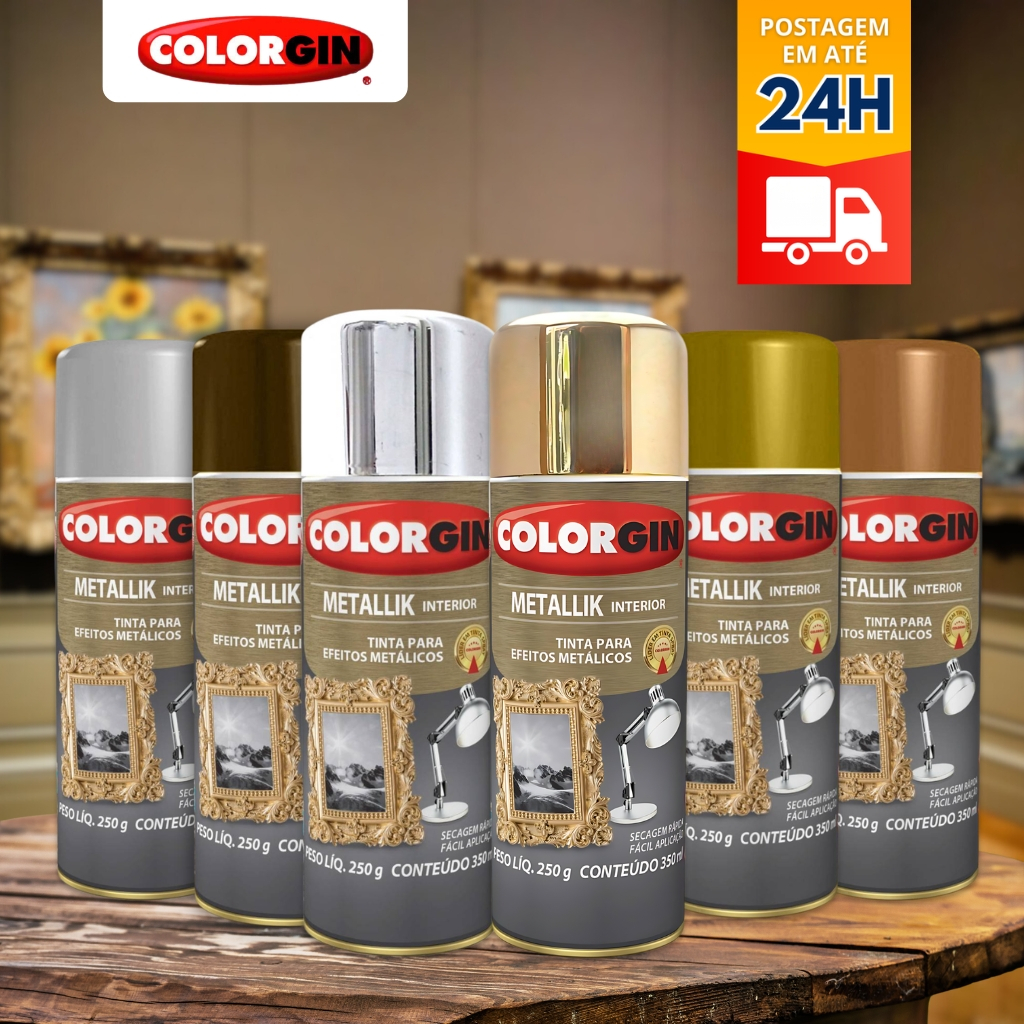 Tinta Spray Metallik Interior 350 Ml Colorgin - Cores