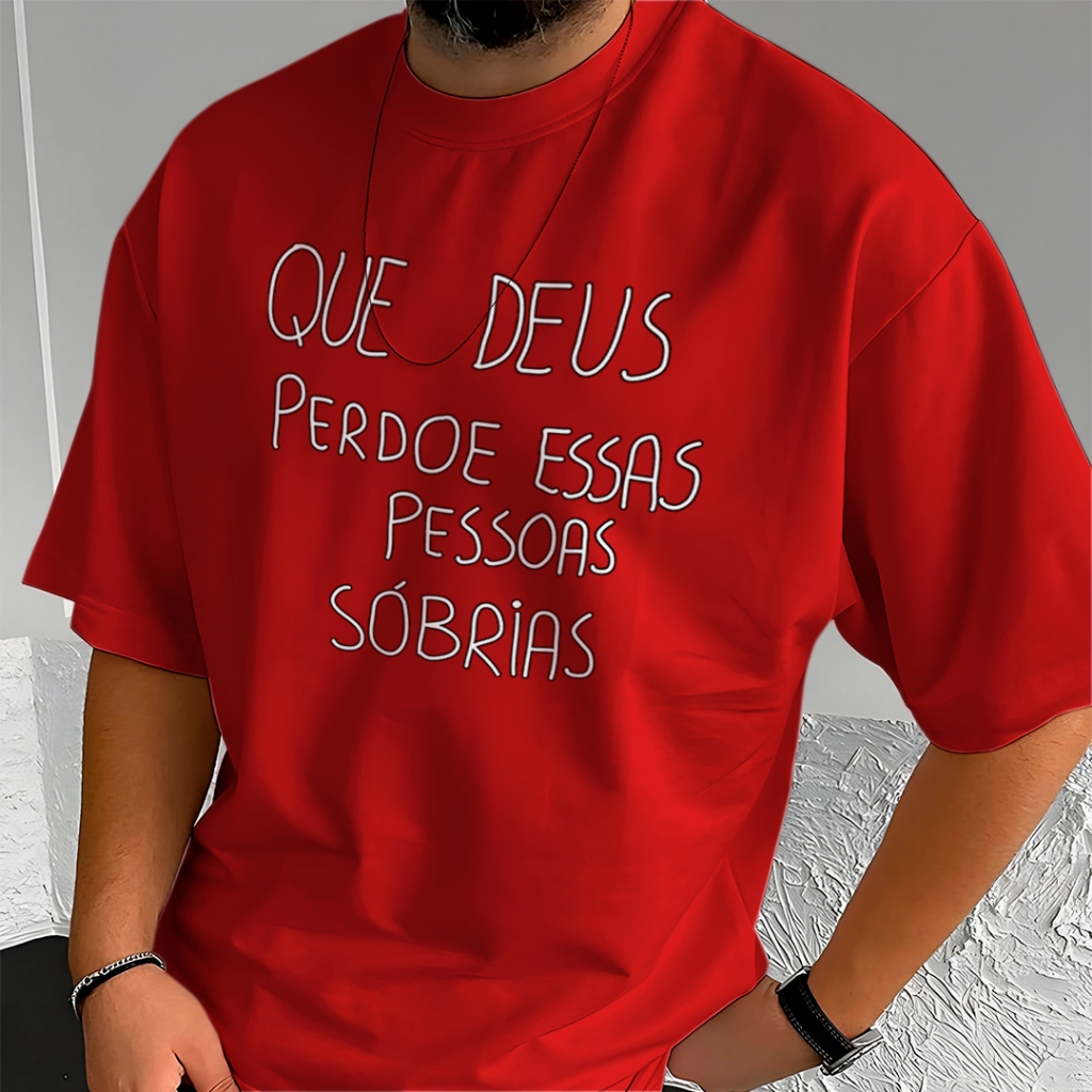 Camiseta Básico Estampada Masculina Urbano Estilo de Rua Estiloso Confortável