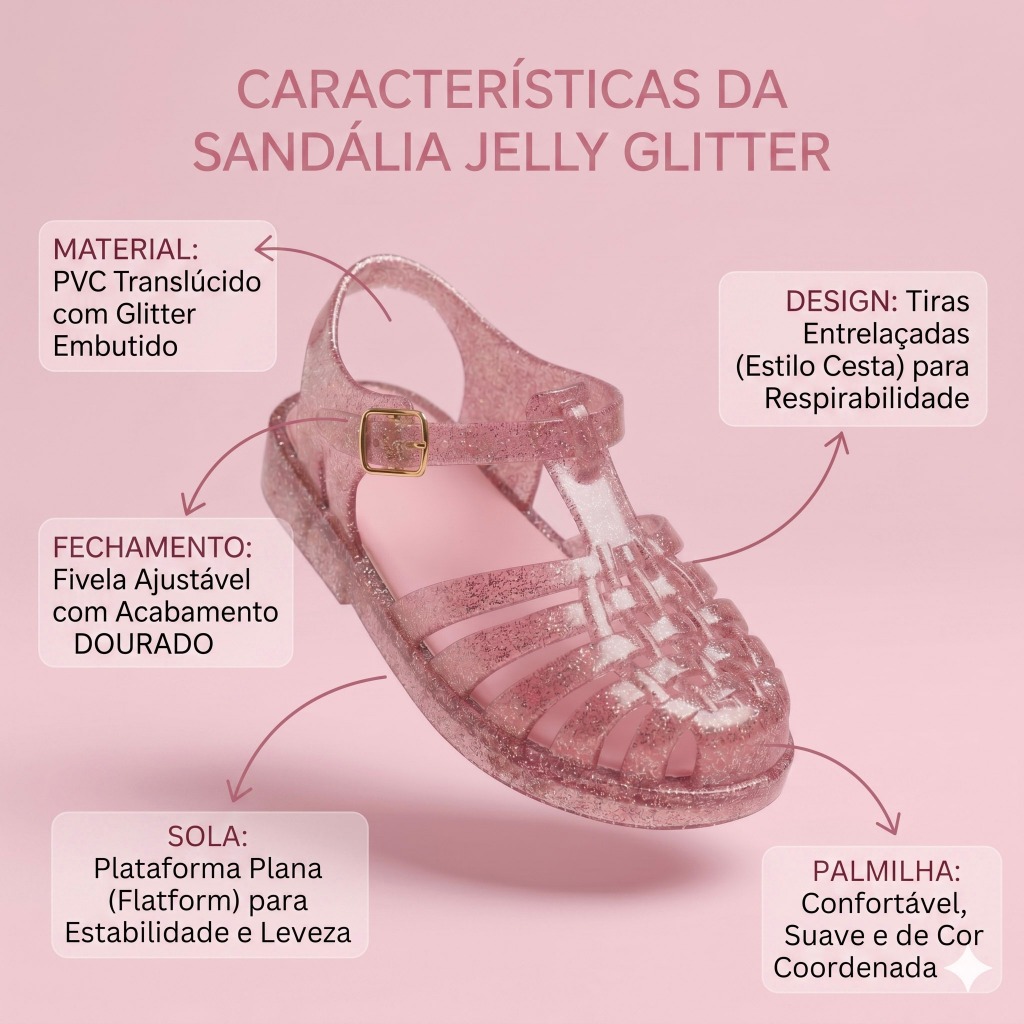 Sandália Papete Xeretinha Baby Infantil Menina Rosa Glitter — imagem 2 de 2