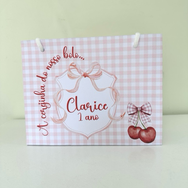 Sacolinha Personalizada Cerejinha - PEGUE E MONTE - Sacola A Cerejinha Que Faltava no Nosso Bolo - Cereja Infantil