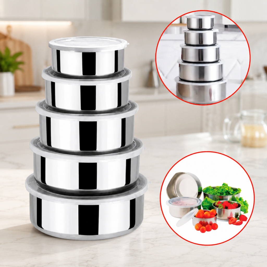 Potes De Inox Conjunto Multiuso 5 Andares Com Tampa