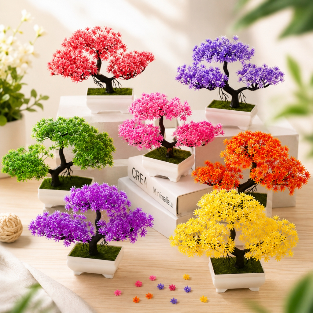 Bonsai Planta Artificial Pinho Decoração Realista Enfeite Mini árvore