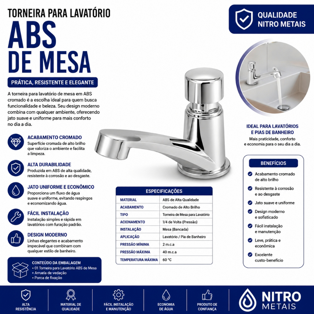 Torneira automática lavatório temporizada 1194 ABS